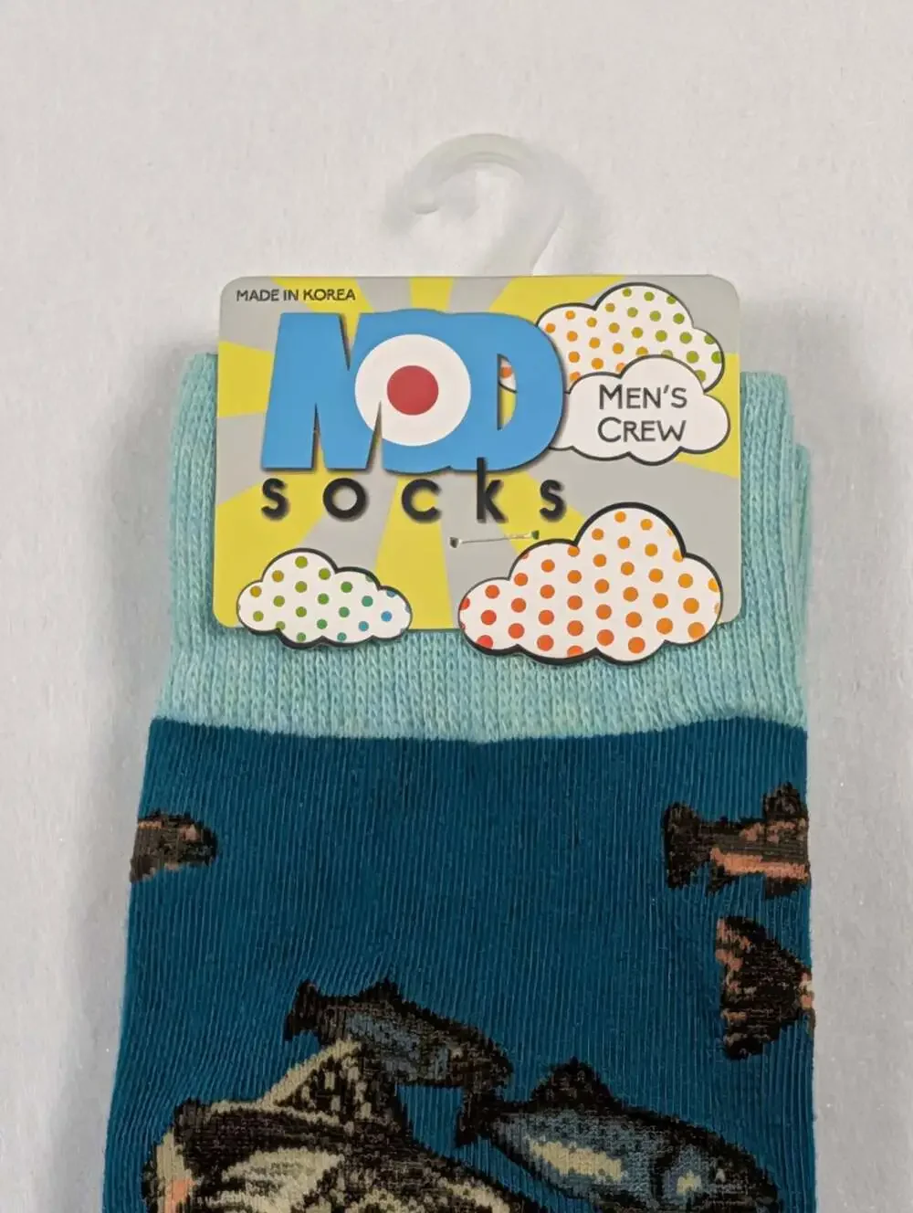 ModSocks Trout Fishing Men's Crew Socks, Deep Teal men's 10 and 1/2